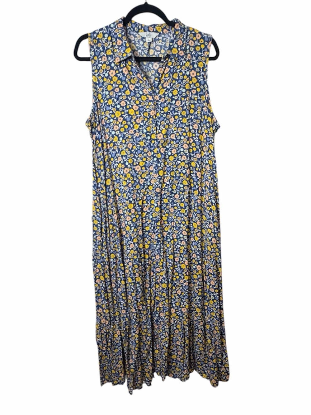 Croft & Barrow Blue Floral Tiered Sleeveless Maxi Dress. Size Large.